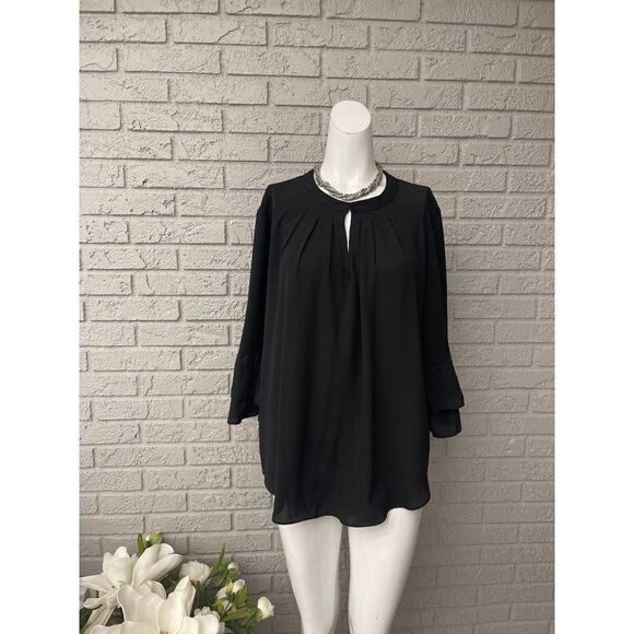 Alex Marie Black Ruffled Sleeve Blouse Size XL - Picture 1 of 7